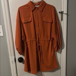 Hyfve Orange Button-Up Dress Medium